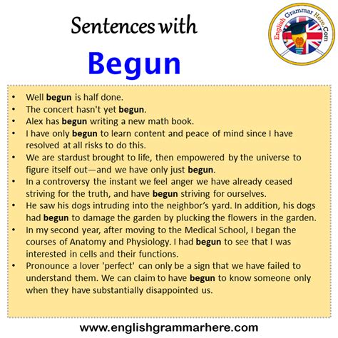 begun in a sentence.